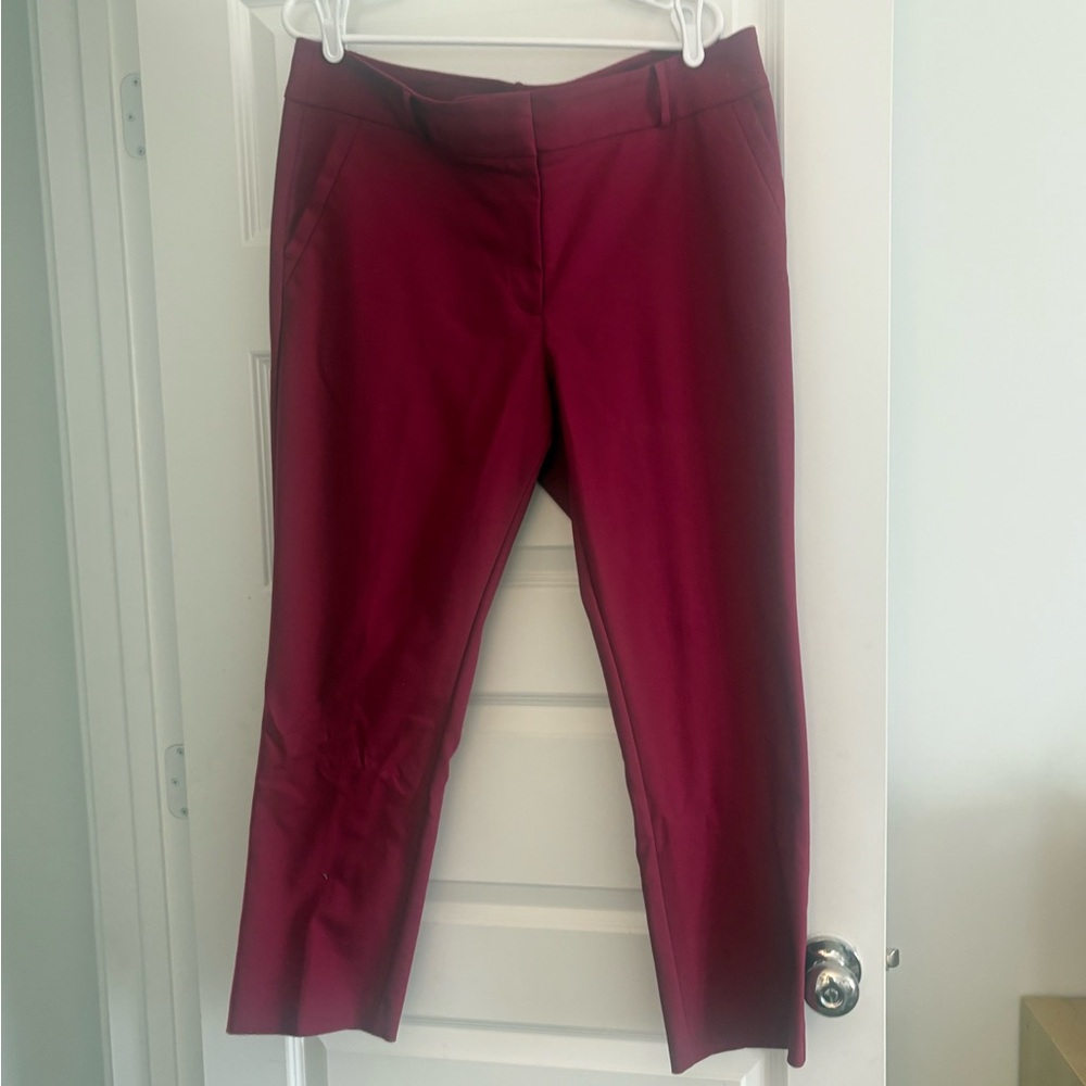 LOFT Burgundy Ankle Cropped Pants